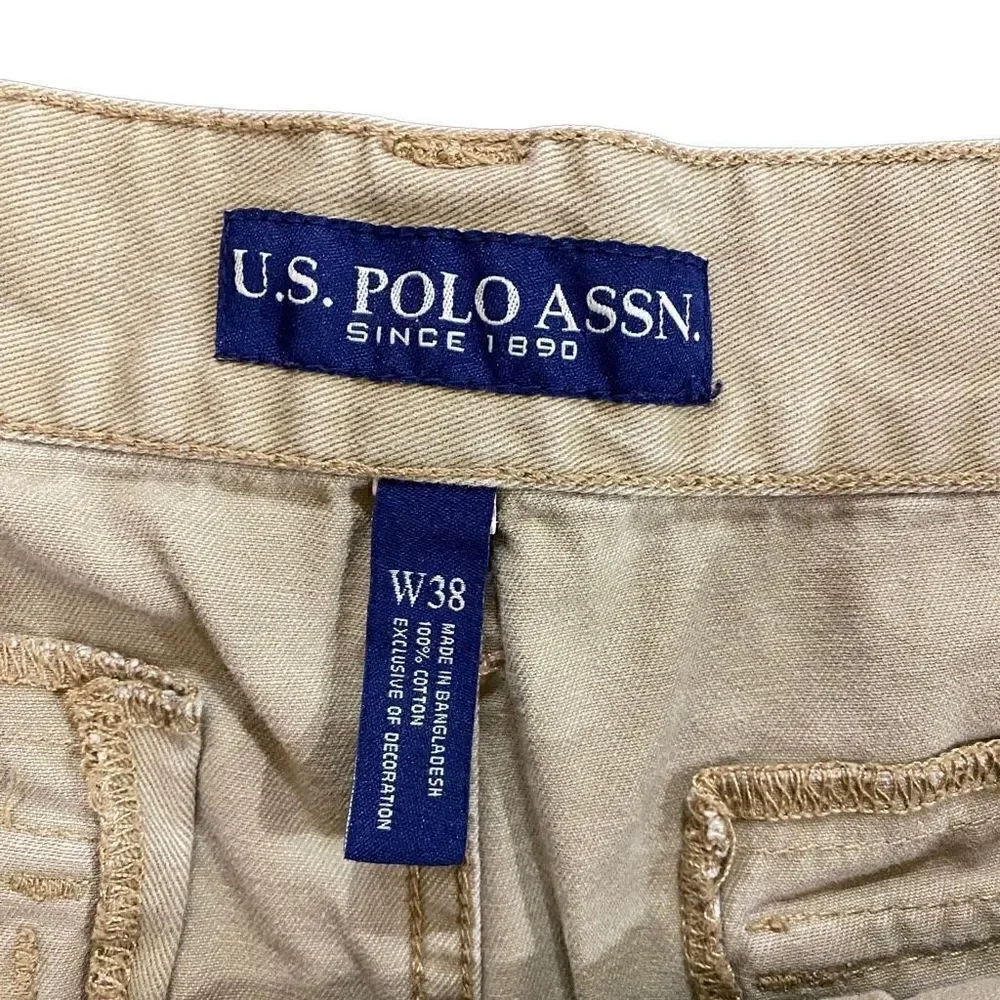 U.S. Polo Assn size 38W men's shorts cargo pockets khaki
